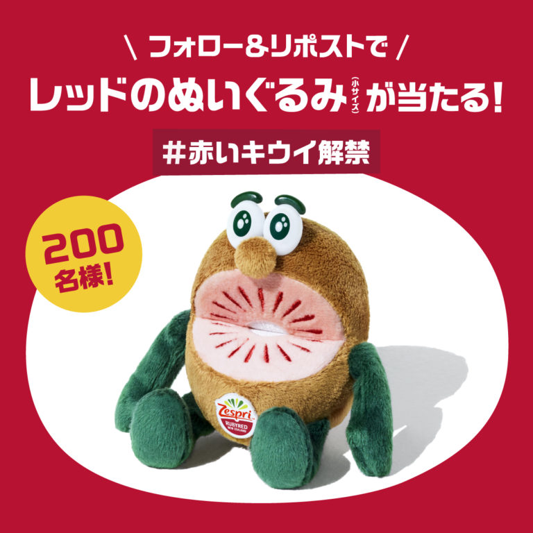 X懸賞(Twitter懸賞)】キウイブラザーズ (レッド) 小サイズぬいぐるみを